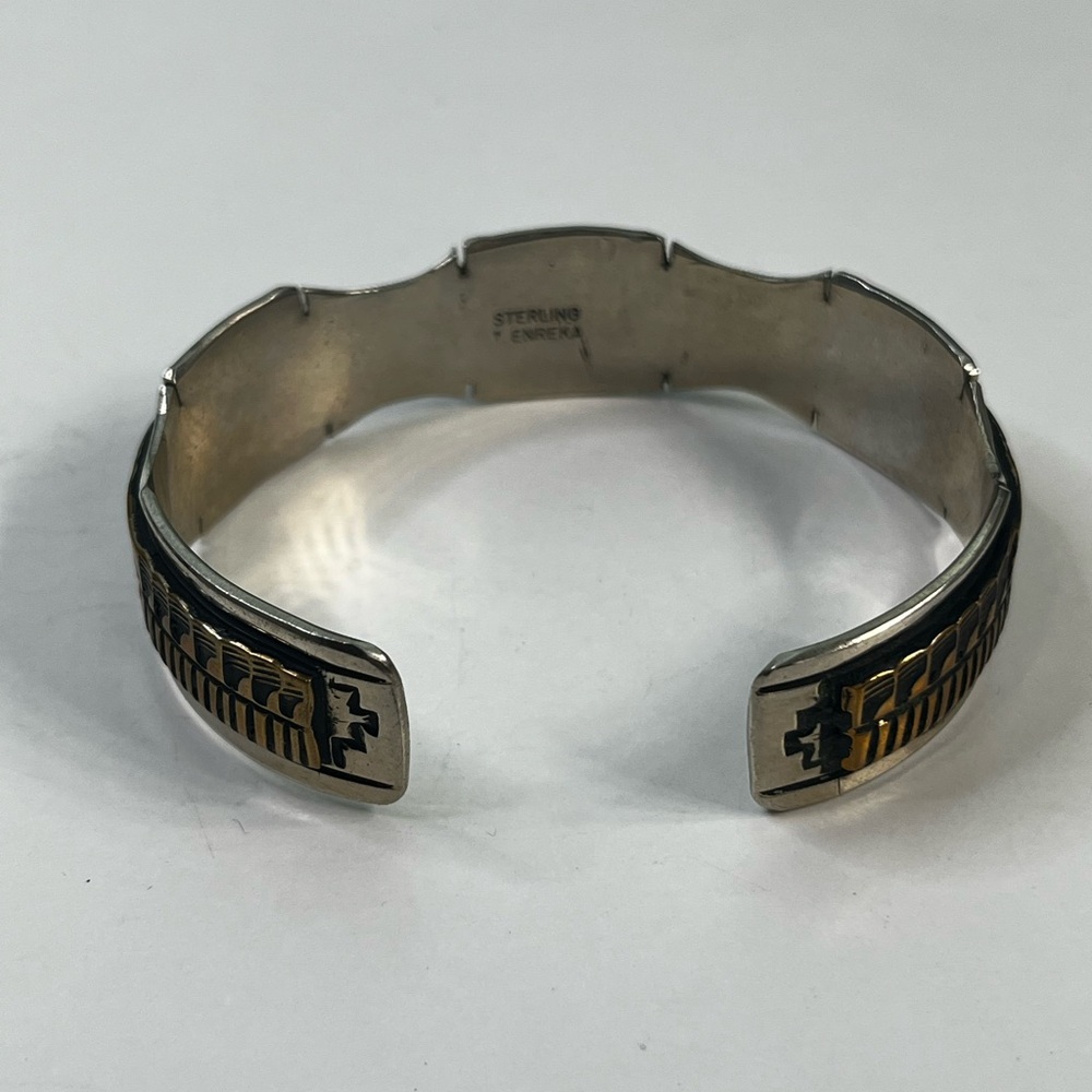 Vintage Sterling Silver Storyteller Style Bracelet‎ With Brass Overlay - Picture 4 of 7